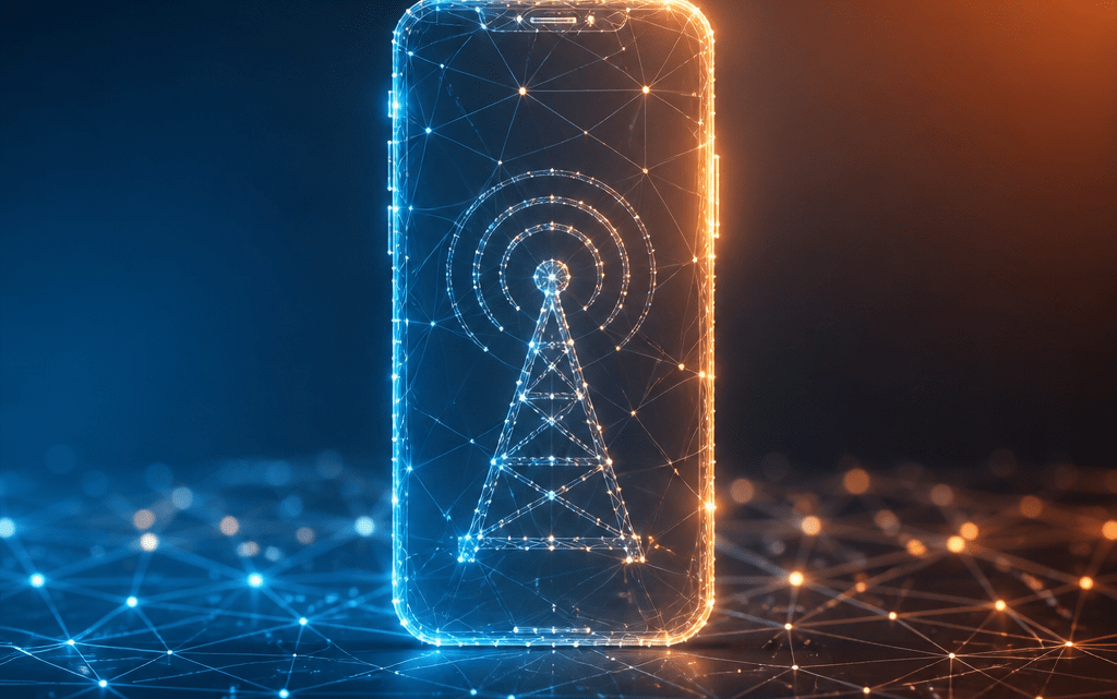 Symbolbild: Vernetzte Kommunikationslinien zur österreichischen 0681 Vorwahl im Mobilfunknetz
