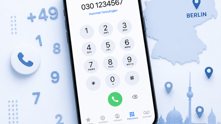 Symbolbild zur Vorwahl Essen 0201 mit Smartphone und Telefon-Wählfeld