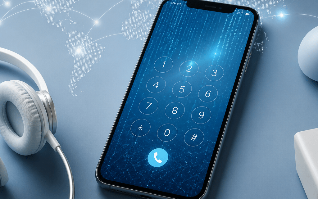 Symbolbild zur Düsseldorf Vorwahl 0211 mit digitalen Telefonverbindungen und Netzwerkstruktur