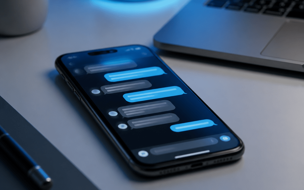 Symbolbild zur WhatsApp Benutzername Funktion mit Smartphone und abstrakter Chat-Oberfläche