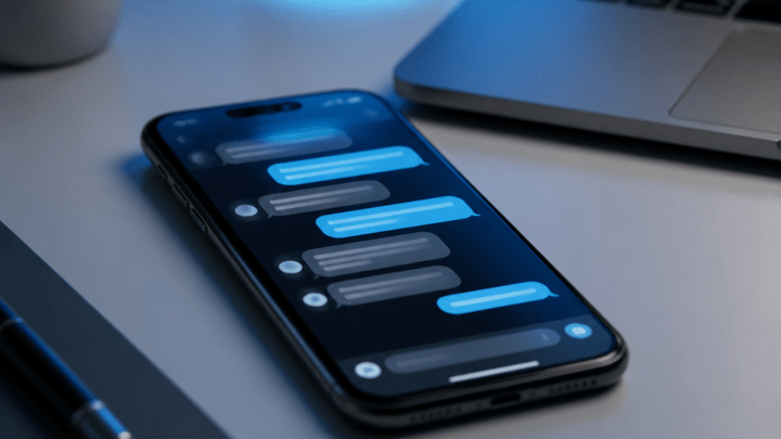 Symbolbild zur WhatsApp Benutzername Funktion mit Smartphone und abstrakter Chat-Oberfläche